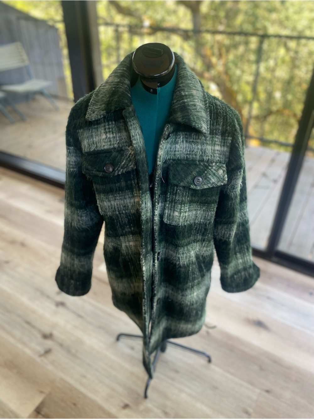 Green Plaid Shacket Jacket